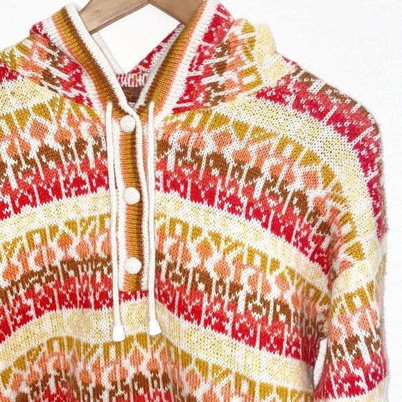 Galvin Knits Patterned 100% Alpaca Wool Pullover Button Hoodies - Picture 2 of 9